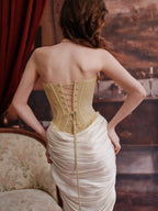 Golden Petal Embroidered Corset