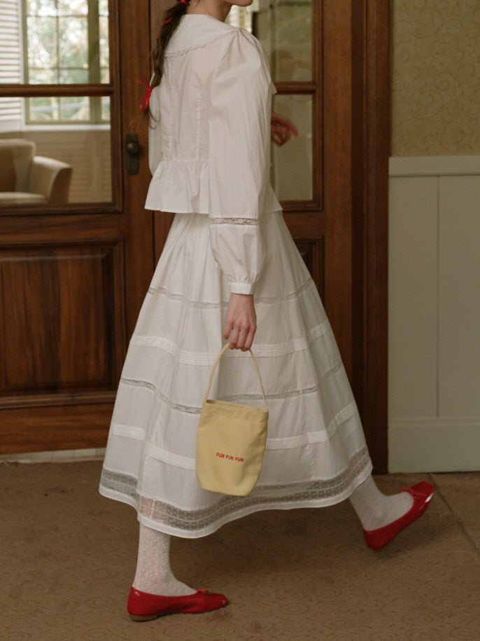 White Lace Trim Vintage Skirt