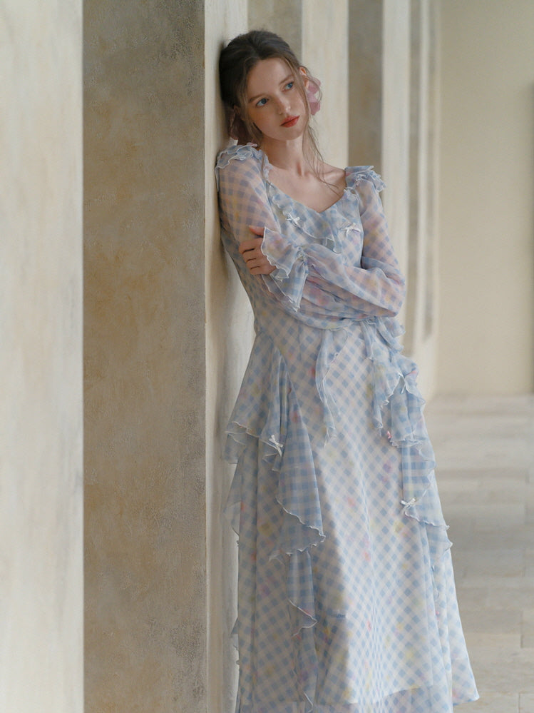Blue Gingham Ruffle Dream Dress