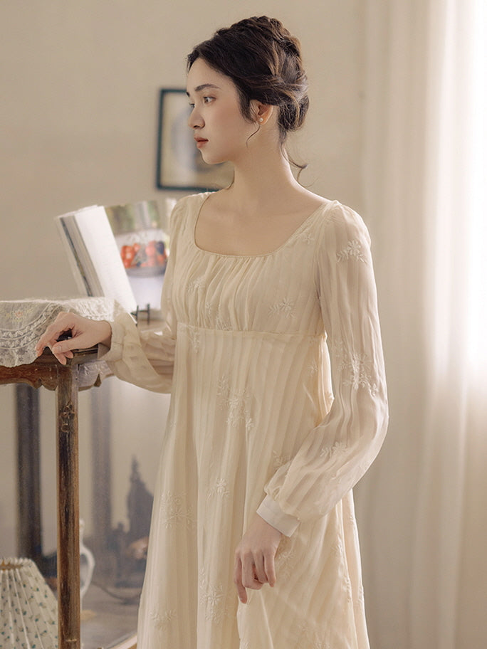 Square Neck Embroidered Fairy Dress