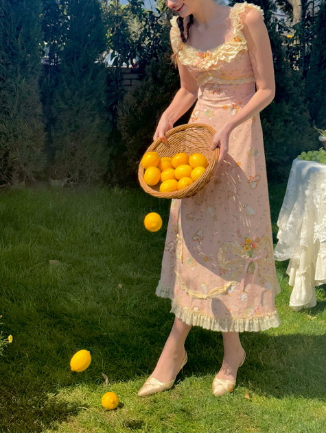 Whimsical Oil Painting Cottage Dress