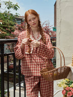 Rustic Checkered Lace Pajama Set