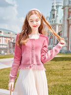 Blush Ombre Pearl-Button Cardigan