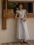 Whimsical Garden Cotton Embroidered Dress