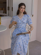 Whispering Blue Garden Floral Dress