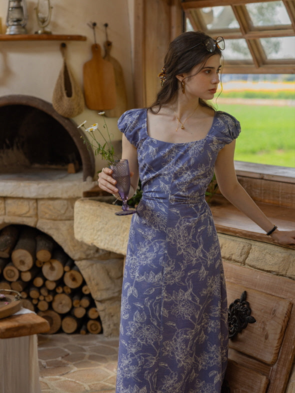 Blue Garden Floral Dress