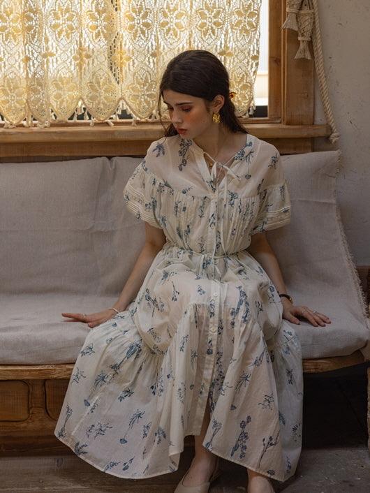 Blue Meadow Floral Cotton Dress
