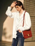 Vintage Eyelet Lace Ruffle Blouse