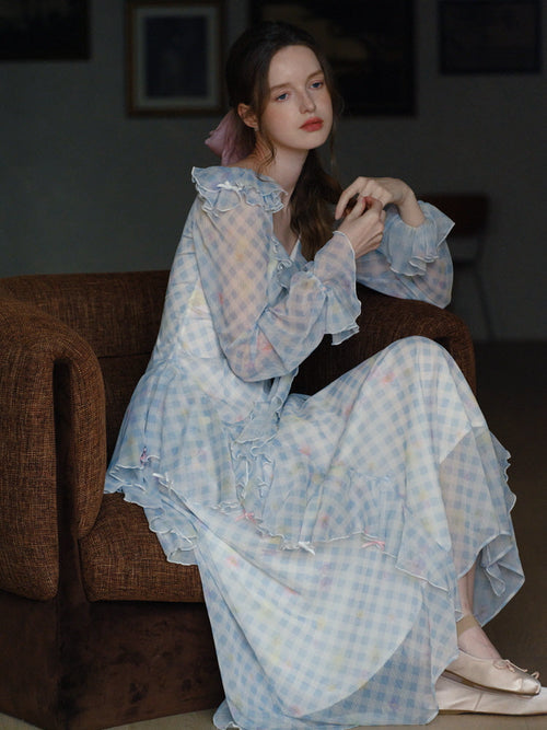 Blue Gingham Ruffle Dream Dress
