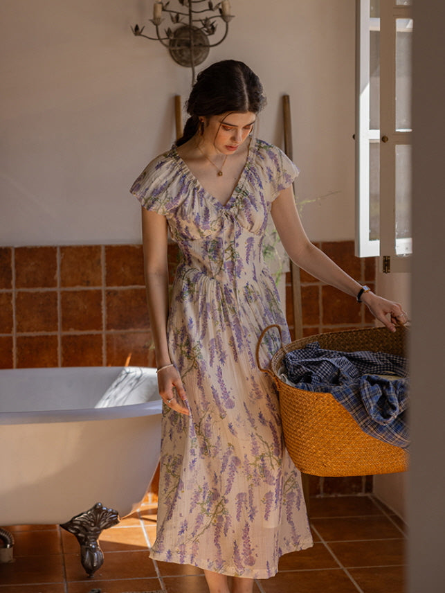 Lavender Whisper Cottagecore Dress