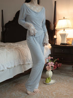 Blue Drape Rose Lace Loungewear