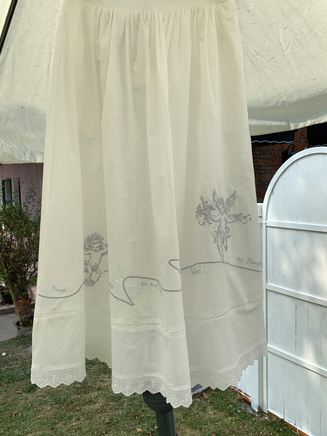 Cotton Vintage Embroidery Blouse & Skirt