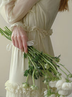 Soft Cream Ruffle Tiered Sheer Dress
