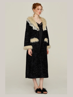Midnight Lace Slip Nightgown & Faux Fur Trim Robe