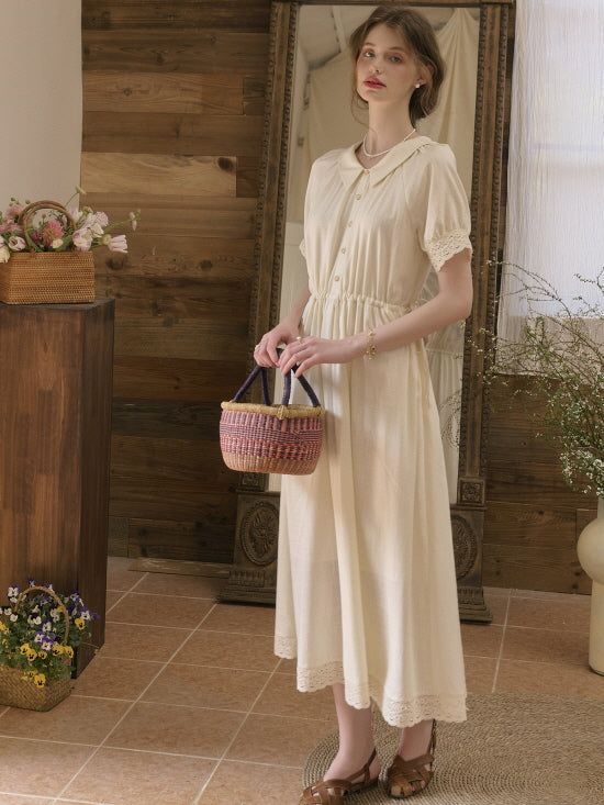 Heavenly Garden Retro Embroidery Linen Dress