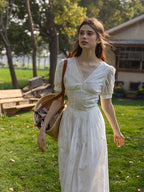 Whispering Blossom Cotton White Dress