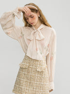 Romantic Tulip Bow-Tie Blouse