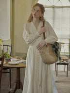 Botanical Elegance Puff Sleeve Dress