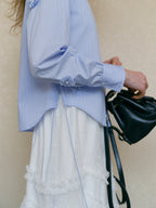 Powder Blue Floral Embellished Blouse