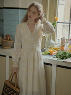 Vintage Lace Embroidered Long Dress