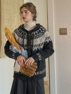 Vintage Nordic-Inspired Wool Blend Cardigan