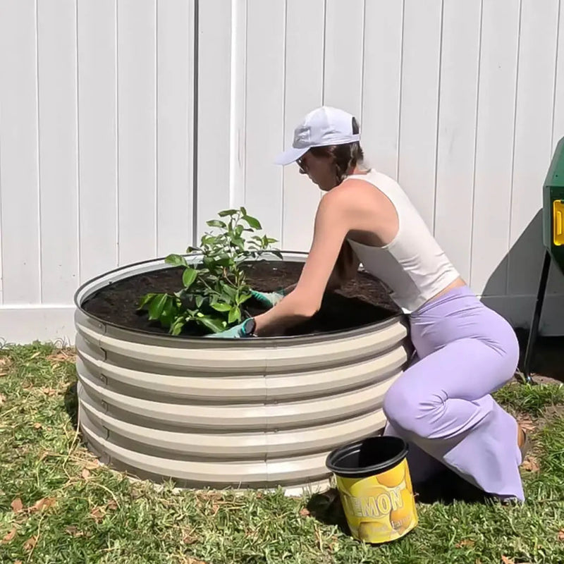 YoYoBloom 17" Tall 42" Round Metal Raised Garden Bed | Upgrade 2.0 Knee-High Design