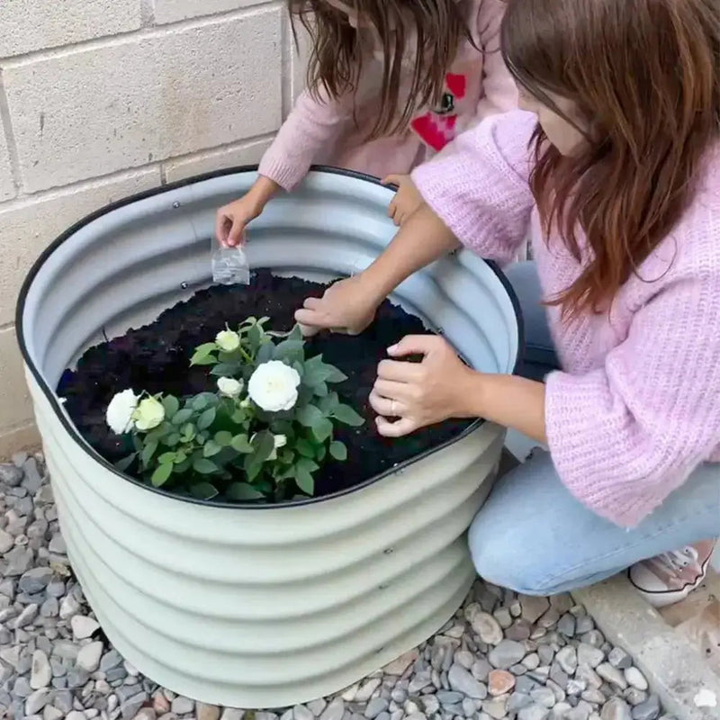 YoYoBloom 17" Tall 24" Round Metal Raised Garden Bed Twin Pack | Upgrade 2.0 Knee-High Design