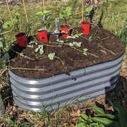 YoYoBloom 17" Tall 3.5' x 2' Metal Raised Garden Bed (2-in-1) | Upgrade 2.0 Knee-High Design - Oyster white image 3
