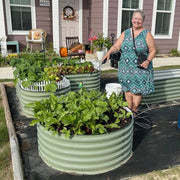 YoYoBloom 17" Tall 42" Round Metal Raised Garden Bed | Upgrade 2.0 Knee-High Design - Reseda green image 3