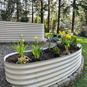 YoYoBloom 17" Tall New Moon Metal Raised Garden Bed | Knee-High Design - Oyster white, 2 Sets image 5