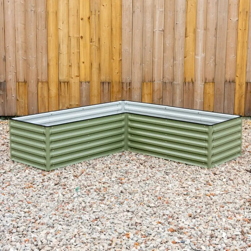 YoYoBloom 17" Tall L-Shape Rectangle Metal Raised Garden Bed | Upgrade 2.0 Knee-High Design
