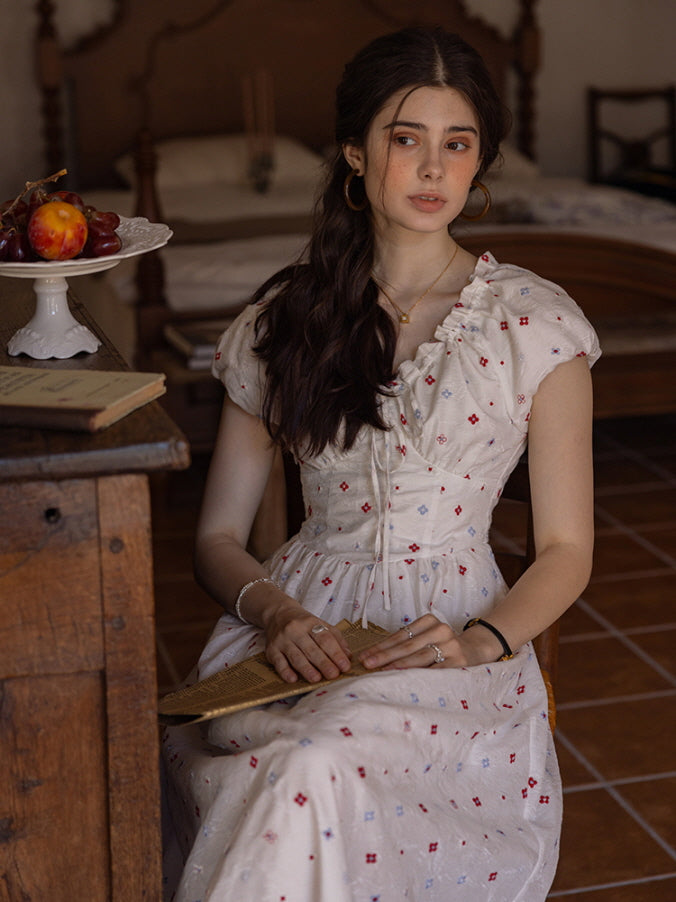 Floral Embroidered Summer Cottagecore Dress
