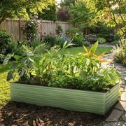 YoYoBloom 17" Tall 8' x 4' Rectangle Metal Raised Garden Bed (10-in-1) | Upgrade 2.0 Knee-High Design - Oyster white image 1