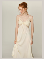 Snowy Lace Dream Slip Nightgown & Faux Fur Collar Robe