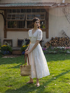 Whispering Blossom Cotton White Dress
