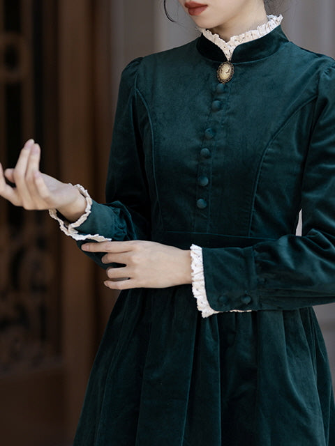 Vintage Corduroy Forest Green Dress