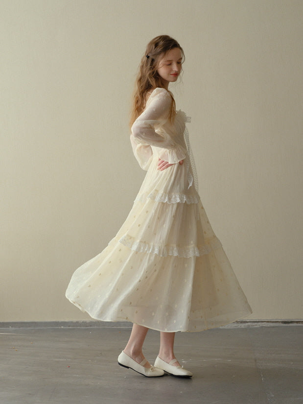 Lace Bloom Tiered Dress