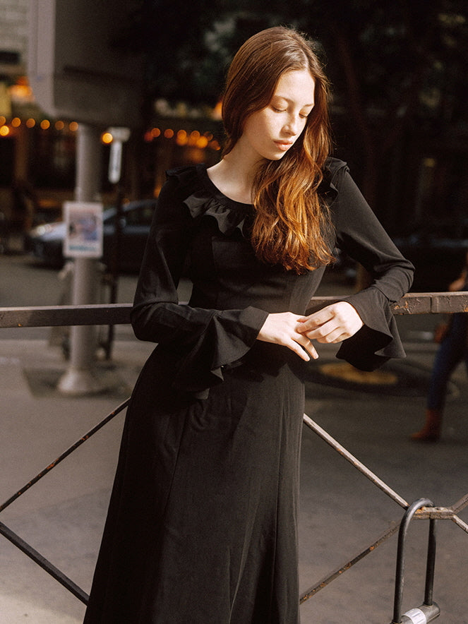 Midnight Ruffle Romance Dress