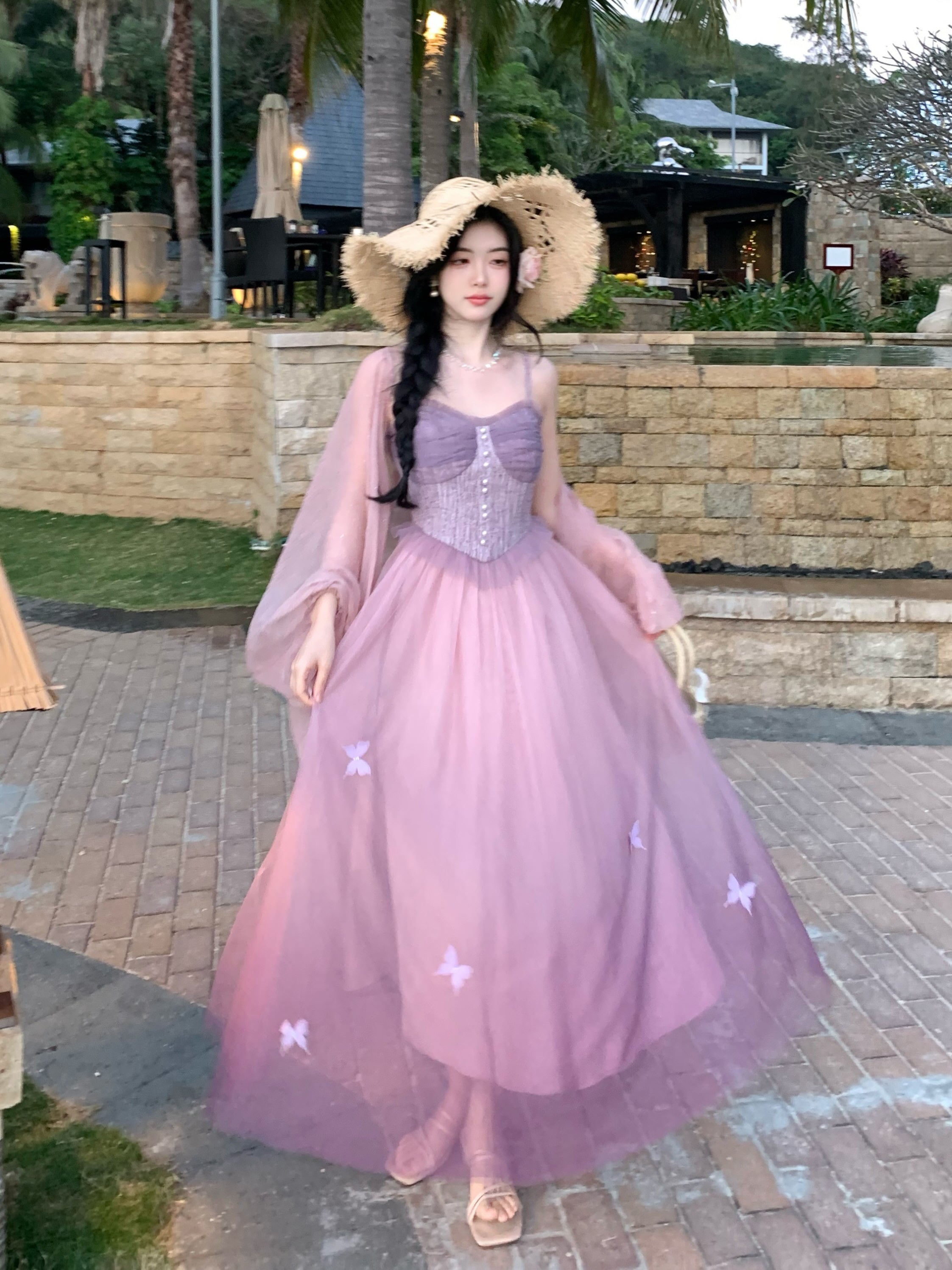 Ethereal Lavender Butterfly Dress