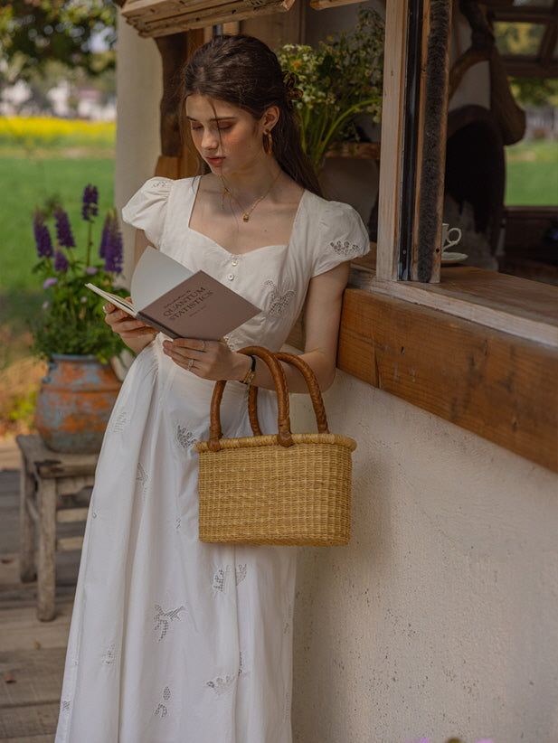 Whimsical Garden Cotton Embroidered Dress
