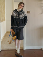 Vintage Nordic-Inspired Wool Blend Cardigan