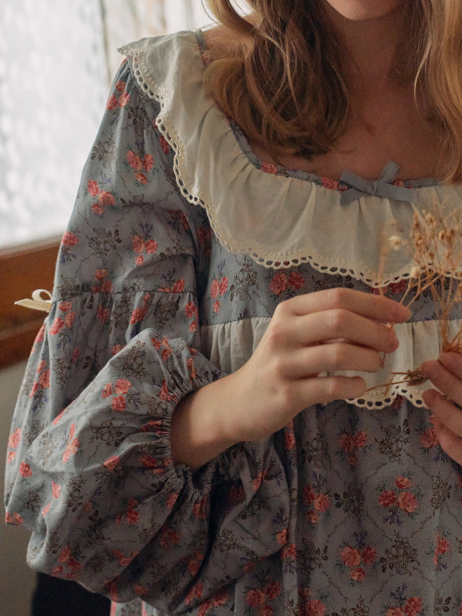 Whispering Blooms Lace-Trim Nightgown