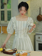 Sophia's Pastoral Green Stripe Dress
