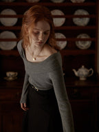 Elegant Off-Shoulder Wool Sweater
