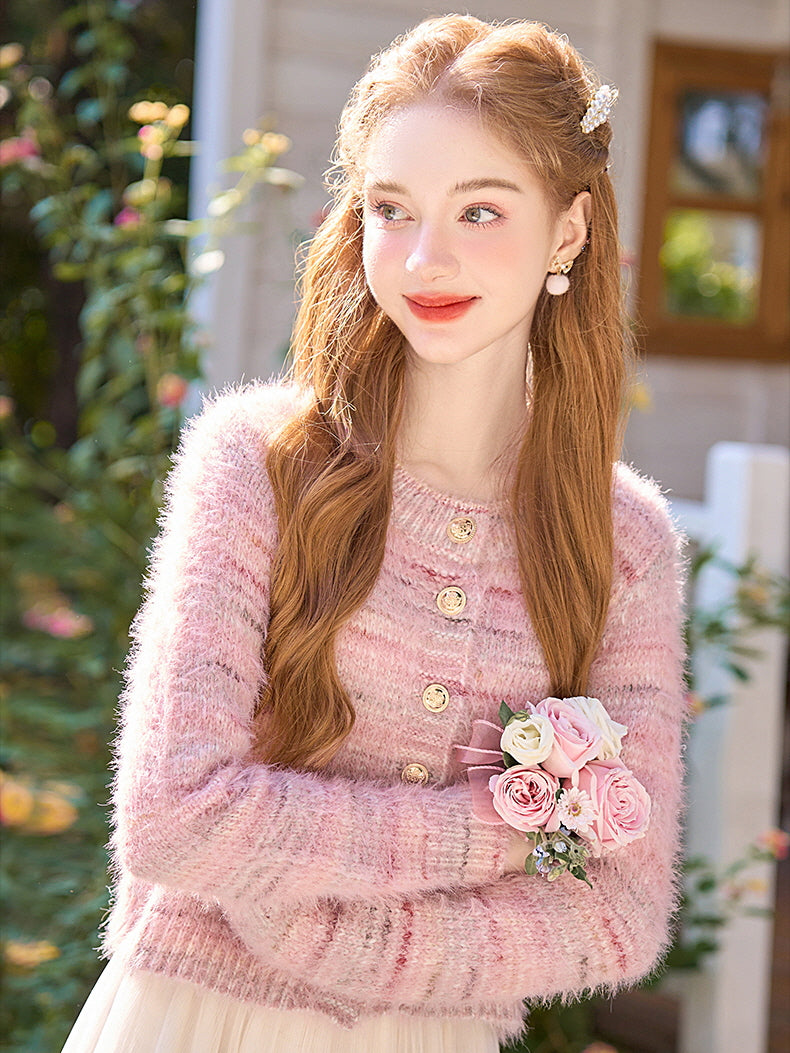 Cozy Dreamy Pink Knit Cardigan