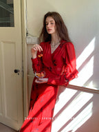 Scarlet Bloom Vintage Wrap Dress