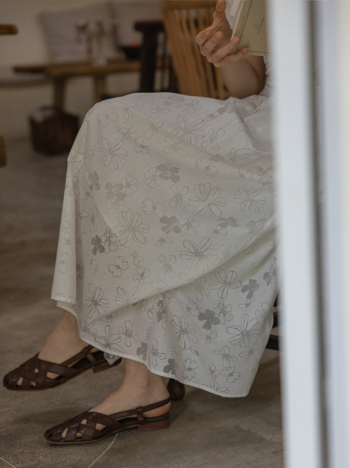 Whispering Blossom Cotton White Dress