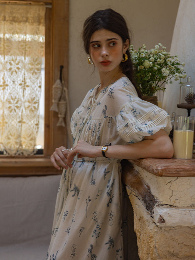 Blue Meadow Floral Cotton Dress