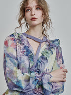Ethereal Watercolor Ruffle Dress