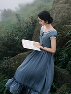 Clara's Retro Blue Elegance Dress